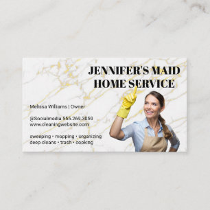 Tarjeta De Visita Mujer con atuendo de limpieza   Servicios Maid