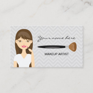 Tarjeta De Visita Mujer Con Cabello Largo Marrón Maquilladora