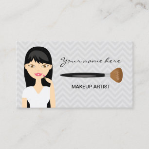 Tarjeta De Visita Mujer Con Cabello Largo Negro Maquilladora