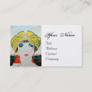 Tarjeta De Visita MUJER CON FORMA ORIENTAL AMARILLA TURBANA / Bellez