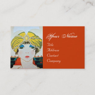 Tarjeta De Visita MUJER CON FORMA ORIENTAL AMARILLA TURBANA / Bellez