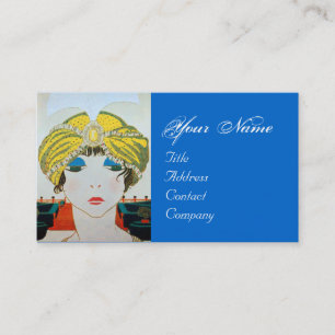 Tarjeta De Visita MUJER CON FORMA ORIENTAL AMARILLA TURBANA / Bellez