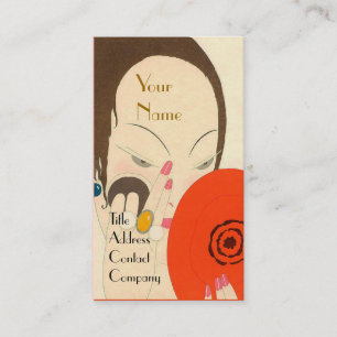 Tarjeta De Visita MUJER CON ROJO ESPEJO ROJO Deco Belleza Moda Maqui