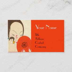 Tarjeta De Visita MUJER CON ROJO ESPEJO ROJO Deco Belleza Moda Maqui