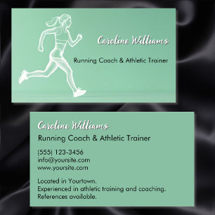 Tarjeta De Visita Mujer corriendo entrenadora verde coach