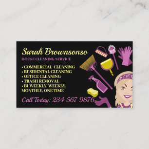Tarjeta De Visita Mujer de pelo rubio beige limpieza de la casa de s