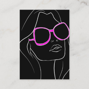Tarjeta De Visita Mujer de Pelo y Belleza Gafas de Sol Rosadas Retro