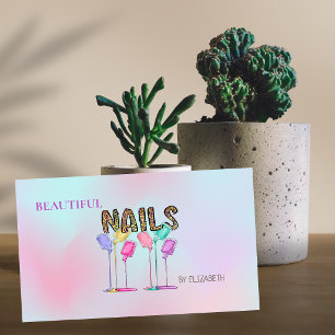 Tarjeta De Visita Mujer de Salón de Uñas Esmalte de Uñas Holográfico
