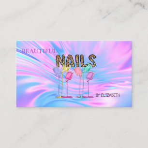 Tarjeta De Visita Mujer de salón de uñas esmalte de uñas holográfico
