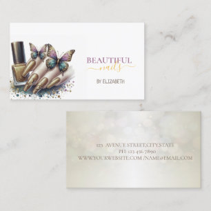 Tarjeta De Visita Mujer de Salón de Uñas Mano Uñas Mariposa