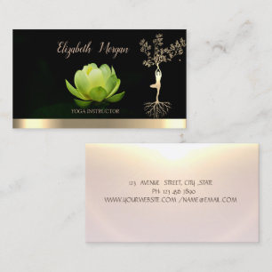 Tarjeta De Visita Mujer del Árbol de Loto Verde Profesora de Yoga Si