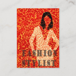 Tarjeta De Visita Mujer del encanto en estampado leopardo del rojo