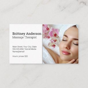 Tarjeta De Visita Mujer disfrutando del spa   Pétalos de flores