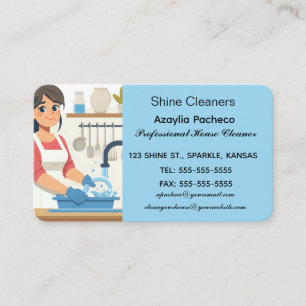 Tarjeta De Visita Mujer Editable Lavando Platos Servicios de Maid
