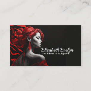 Tarjeta De Visita Mujer elegante en rojo