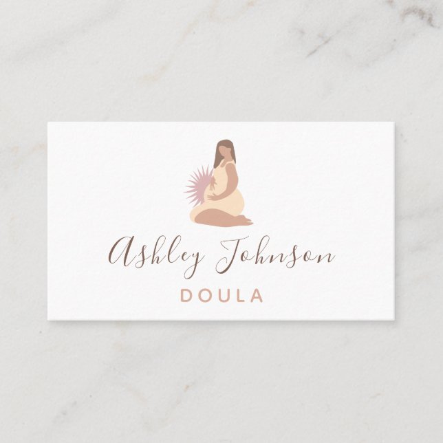 Tarjeta De Visita Mujer embarazada Ilustracion Doula Partera (Anverso)