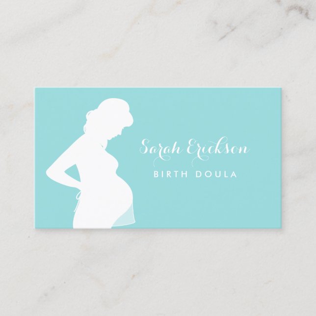 Tarjeta De Visita Mujer embarazada simple Dula embarazada Silhouette (Anverso)
