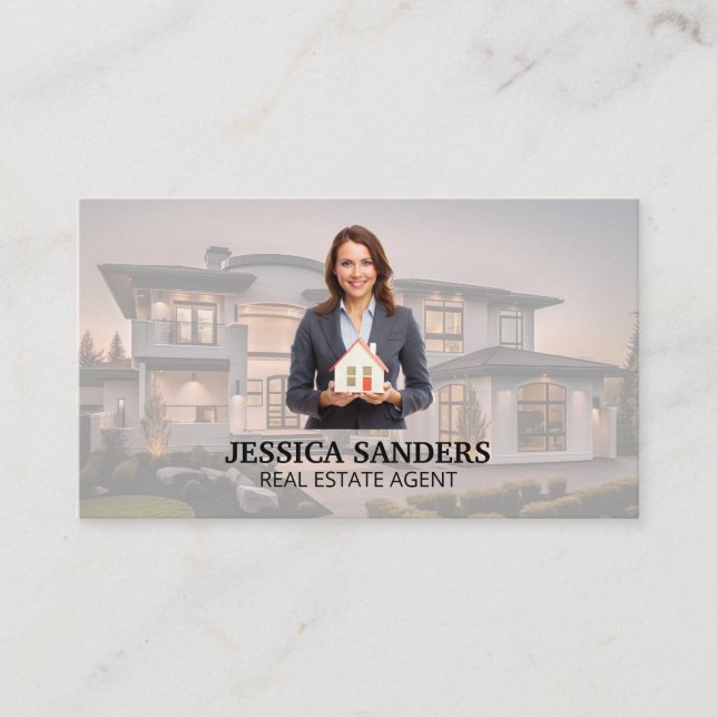 Tarjeta De Visita Mujer empresaria inmobiliaria | Casa de lujo (Anverso)