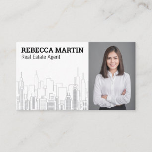 Tarjeta De Visita Mujer empresaria inmobiliaria   Fondo de la ciudad