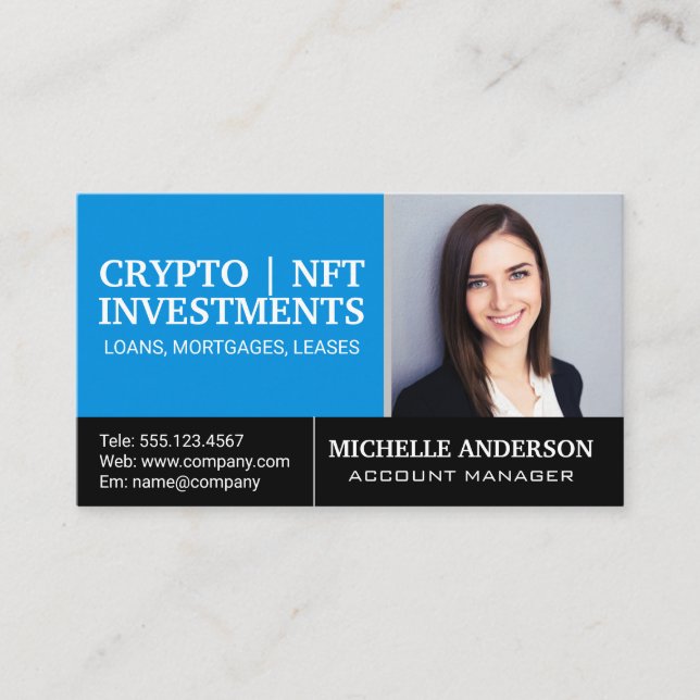 Tarjeta De Visita Mujer empresaria sonriendo | Finanzas corporativas (Anverso)