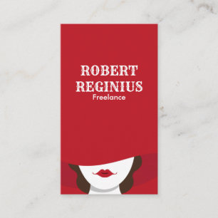 Tarjeta De Visita Mujer En Gorra Rojo