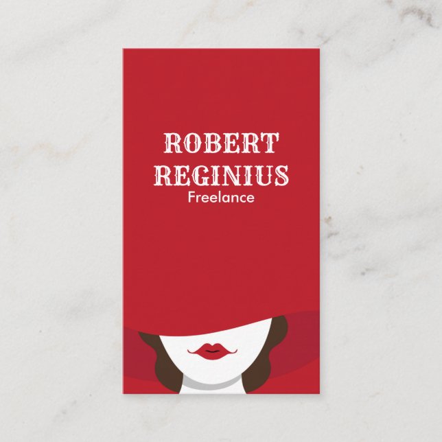 Tarjeta De Visita Mujer En Gorra Rojo (Anverso)