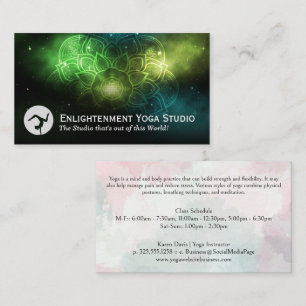 Tarjeta De Visita Mujer en la cresta del yoga   Patrón de Mandala en