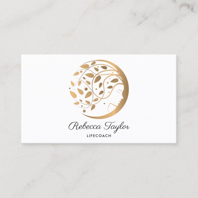 Tarjeta De Visita mujer espiritual de yoga entrenador de vida árbol  (Anverso)