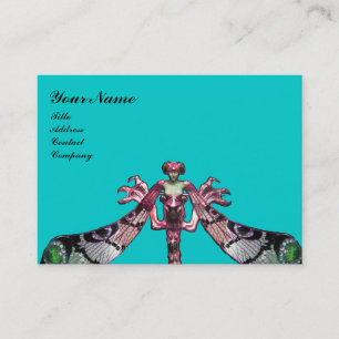 Tarjeta De Visita MUJER FANTASY JEWEL Rosa Aqua Azul Negro