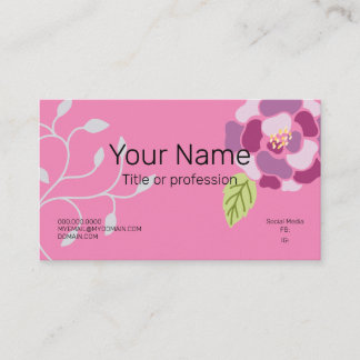 Tarjeta De Visita Mujer flor rosa profesional