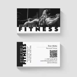 Tarjeta De Visita Mujer Halterofilia Fitness Blanco negro