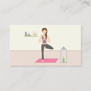 Tarjeta De Visita Mujer Hermosa Haciendo Yoga En Una Habitación Deco