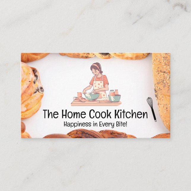 Tarjeta De Visita Mujer horneando en la cocina | Pasteles (Anverso)