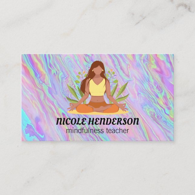 Tarjeta De Visita Mujer Meditando | Yoga (Anverso)