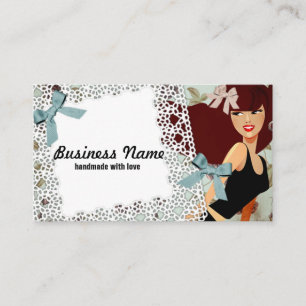 tarjeta de visita - mujer, moda, chica, arco de ca