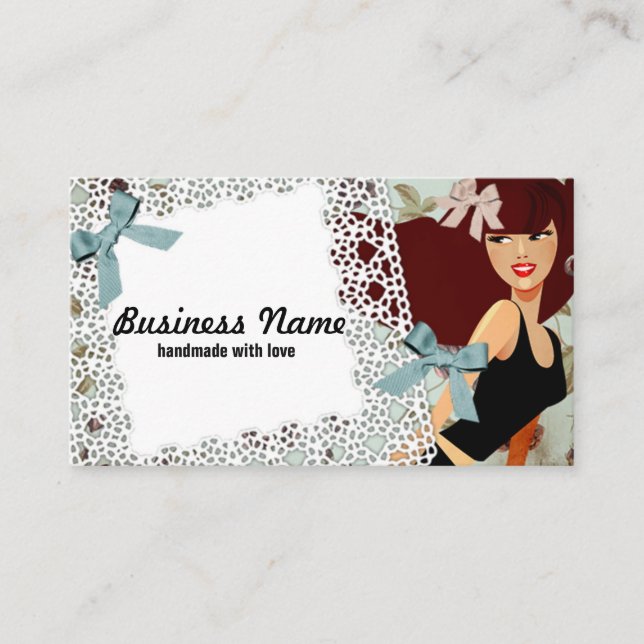 tarjeta de visita - mujer, moda, chica, arco de ca (Anverso)