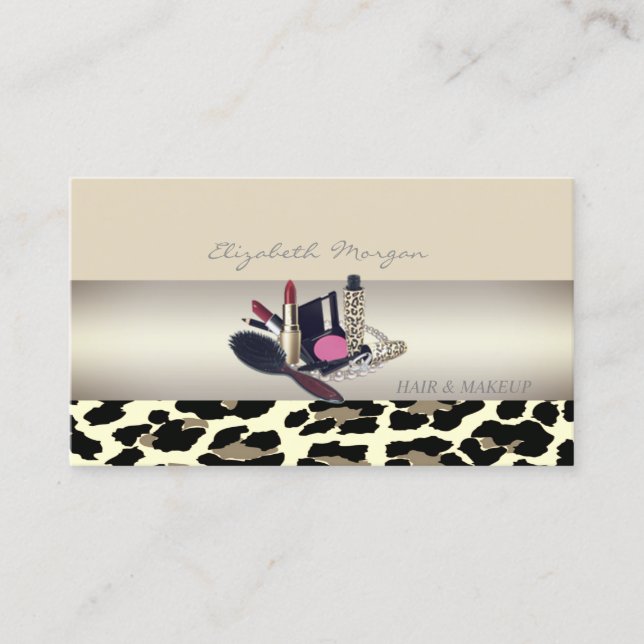 Tarjeta De Visita Mujer Moderna Encantadora, Estampado de Leopardo (Anverso)
