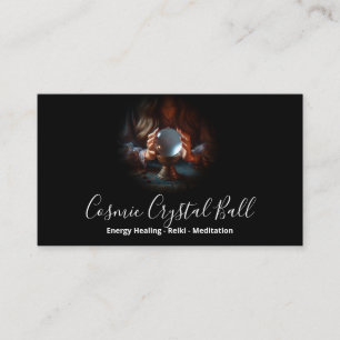 Tarjeta De Visita Mujer Negra Bola de Cristal Energía Reiki Meditaci