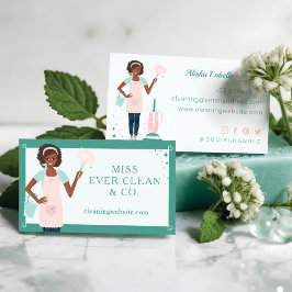 Tarjeta De Visita Mujer Negra Moderna y Hermosa Limpieza y Servicios