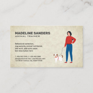 Tarjeta De Visita Mujer paseando a un perro