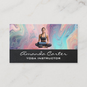 Tarjeta De Visita Mujer practicando yoga con manta