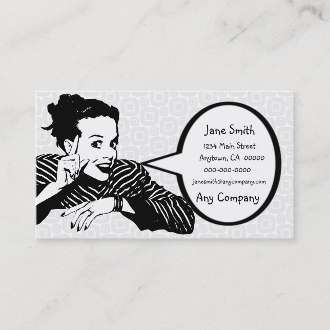Tarjeta De Visita Mujer punteaguda de los años 50 retros (Anverso)