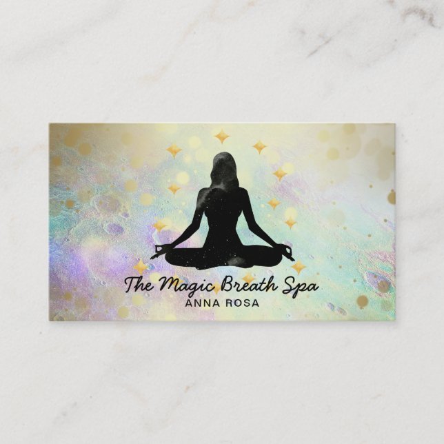 Tarjeta De Visita *~ Mujer Purpurina Dorada Meditación Mentalidad Yo (Anverso)