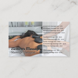 Tarjeta De Visita Mujer recibiendo masaje con piedras Spa