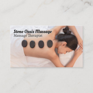 Tarjeta De Visita Mujer recibiendo masaje de piedra en el spa