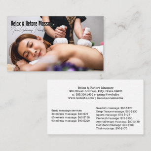 Tarjeta De Visita Mujer recibiendo masaje tailandés en spa