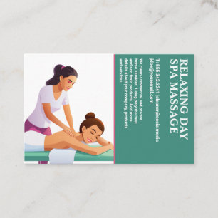 Tarjeta De Visita Mujer recibiendo un masaje de espalda relajante