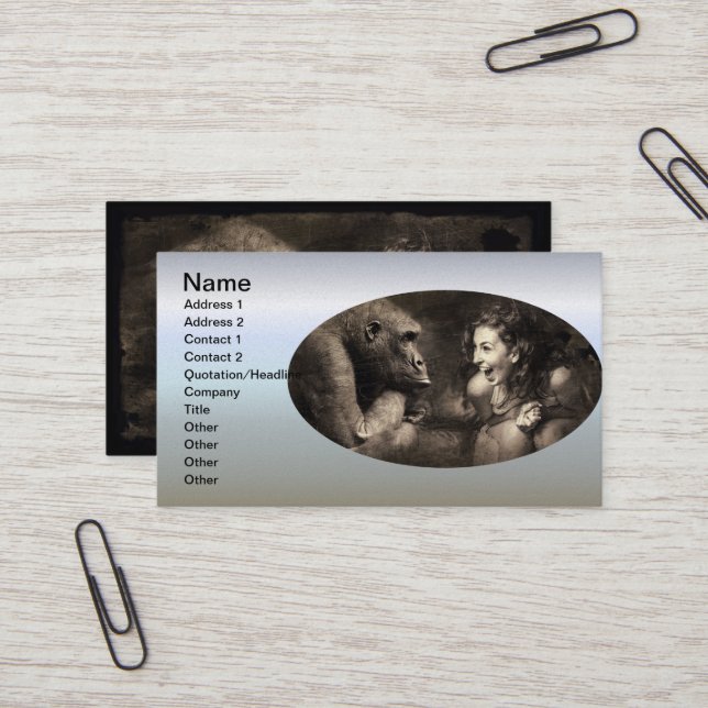 Tarjeta De Visita Mujer riéndose de gorila (Anverso/Reverso In Situ)