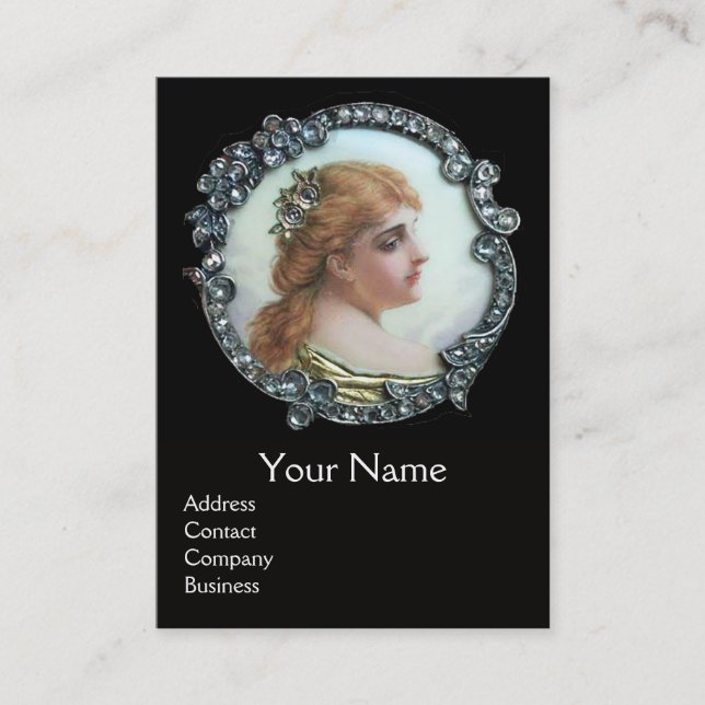 TARJETA DE VISITA MUJER ROMÁNTICA CON FLORES DE DIAMANTE ENAMILIAR D (Anverso)