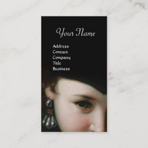 TARJETA DE VISITA MUJER ROMÁNTICA, JOYAS ANTIGUAS Y MONOGRAMA DE PER